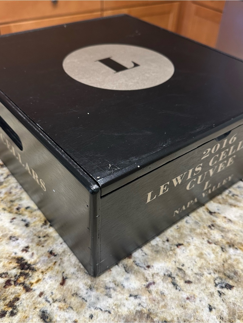 LEWIS Cellars Black Wooden 3-Bottle Wine Presentation Box